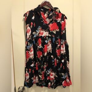 Small Cy Floral Sleeveless Cotton Tunic